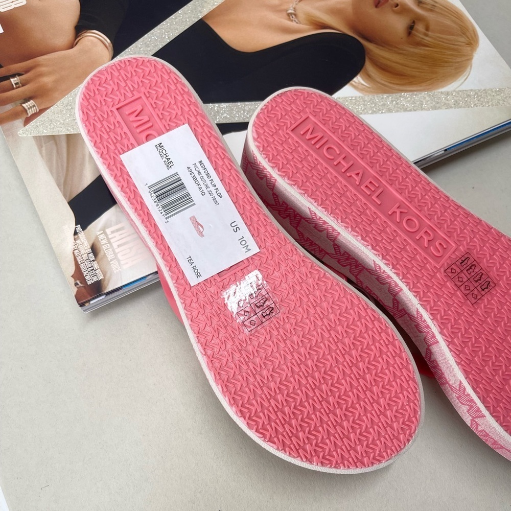 (new+tag) Michael Kors Bedford sandals wedges pink monogram size 8 - Picture 8 of 11